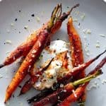 spice crusted carrots with harissa and yogurt