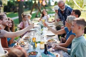 A multi-generational family gathering together for a family cookout in Philadelphia
